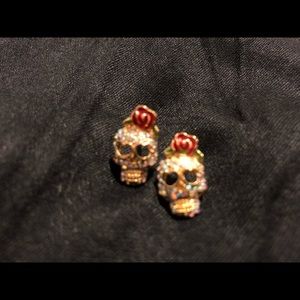 Betsey Johnson rhinestone skull earrings
